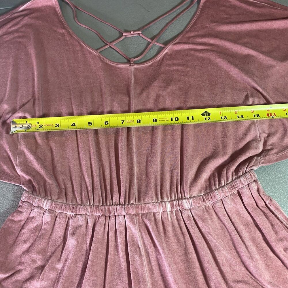 American Eagle Strappy Romper Womens M Scoop Neck Flutter Sleeve Stretch Pink - Picture 5 of 11